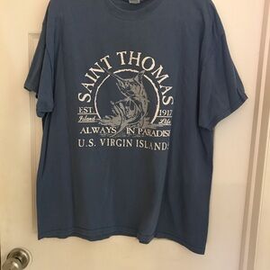 Bright blue XL St. Thomas fishing t-shirt. Great condition